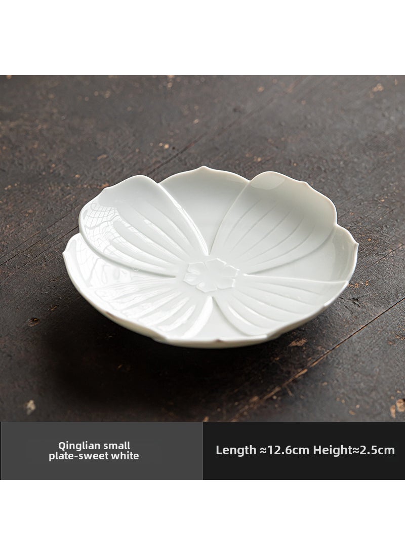 Generic - Vintage Ceramic Tea Tray Creative Lotus Snack PlateGreen Lotus small goblet [sweet white]] Green Lotus small goblet [sweet white]] - Image 1