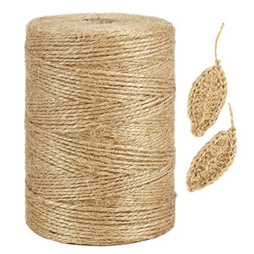 Tenn Well Natural Jute Twine, 984 Feet 2Ply 1mm Thin Brown Twine String for Crafts, Crocheting, Gift Wrapping, Gardening, Farmhouse Decor, Christmas Ornaments - Image 1
