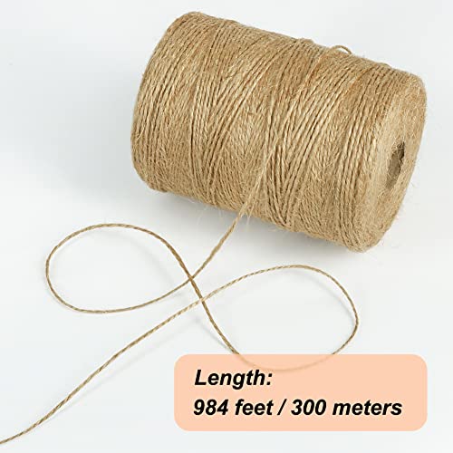 Tenn Well Natural Jute Twine, 984 Feet 2Ply 1mm Thin Brown Twine String for Crafts, Crocheting, Gift Wrapping, Gardening, Farmhouse Decor, Christmas Ornaments - Image 2