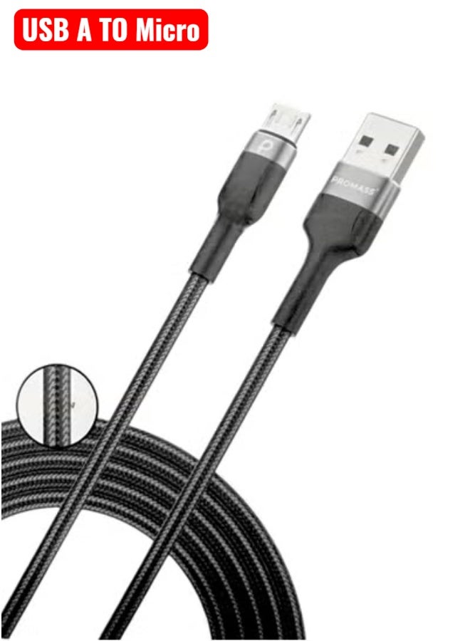 بروماس كيبل شاحن USB A الى مايكرو أصلي و بجودة عالية 2 متر, متوافق مع اجهزة الاندرويد و ايضاً يدعم شحن يد سوني 4 - Image 4