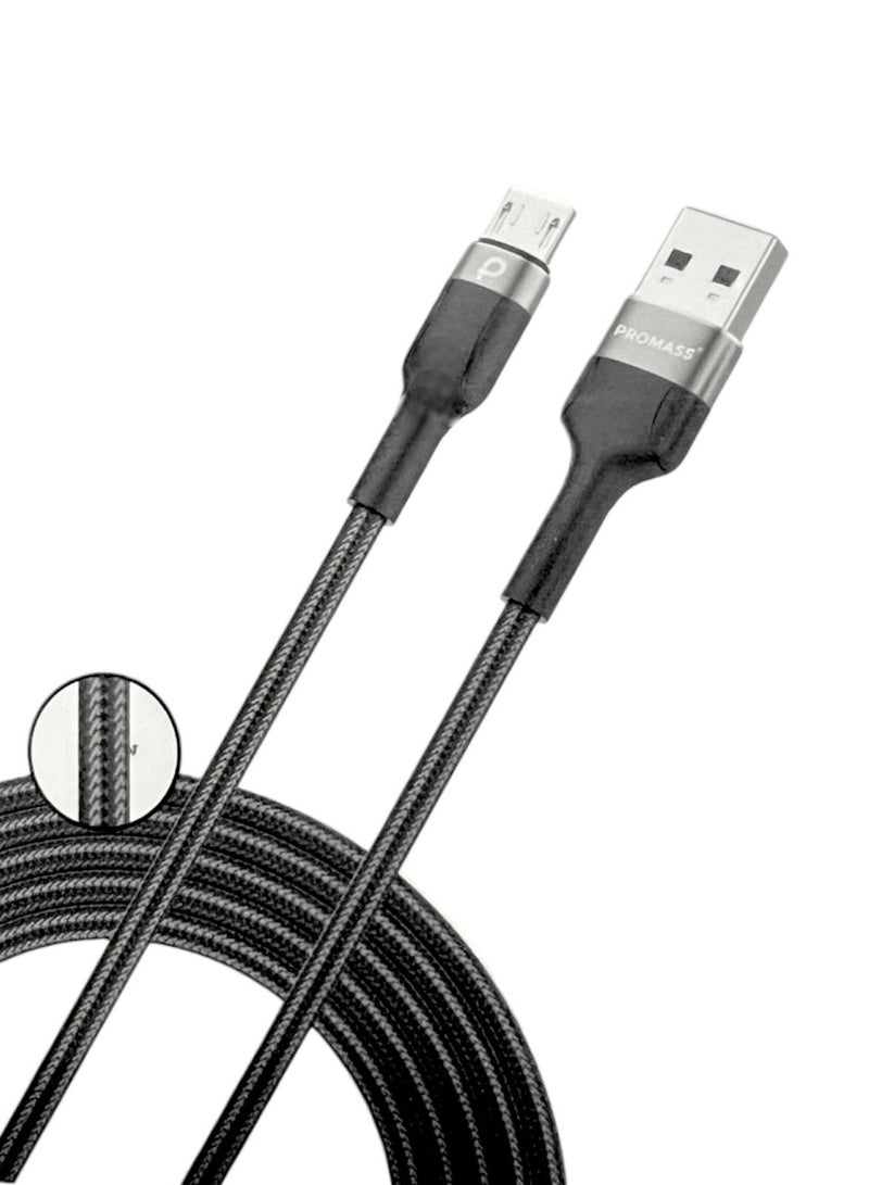 بروماس كيبل شاحن USB A الى مايكرو أصلي و بجودة عالية 2 متر, متوافق مع اجهزة الاندرويد و ايضاً يدعم شحن يد سوني 4 - Image 2