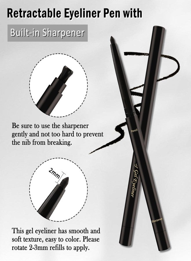 Lestpola Black Gel Eyeliner for Older Women, Waterproof Smudge-Proof Retractable Eyeliner Pencil, Long Lasting 24H, Matte Cream Eyeliner Waterline with Sharpener, Eye Liner for Mature Women Sensitive Eyes-2Pcs - Image 3