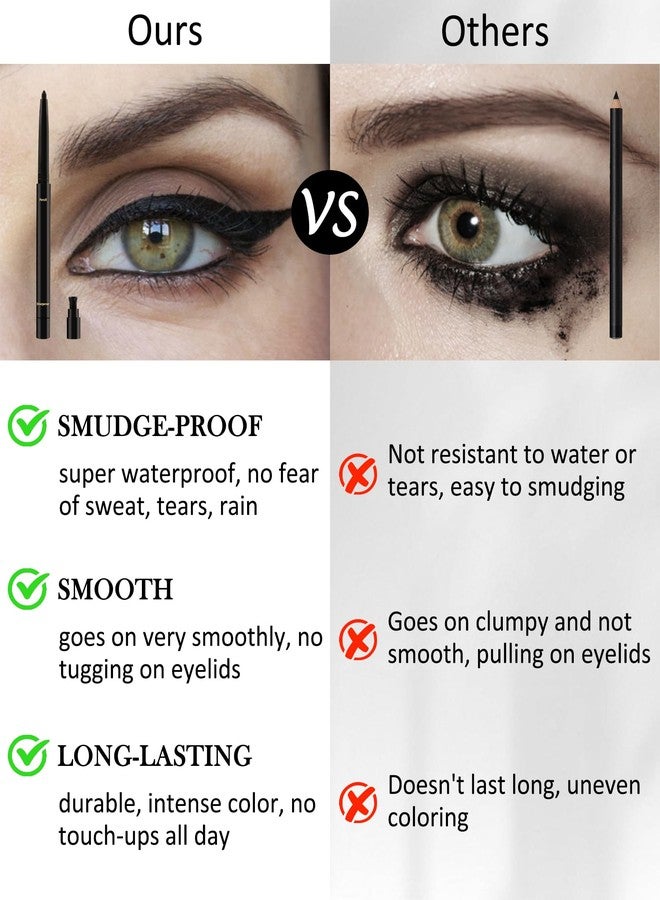 Lestpola Black Gel Eyeliner for Older Women, Waterproof Smudge-Proof Retractable Eyeliner Pencil, Long Lasting 24H, Matte Cream Eyeliner Waterline with Sharpener, Eye Liner for Mature Women Sensitive Eyes-2Pcs - Image 5