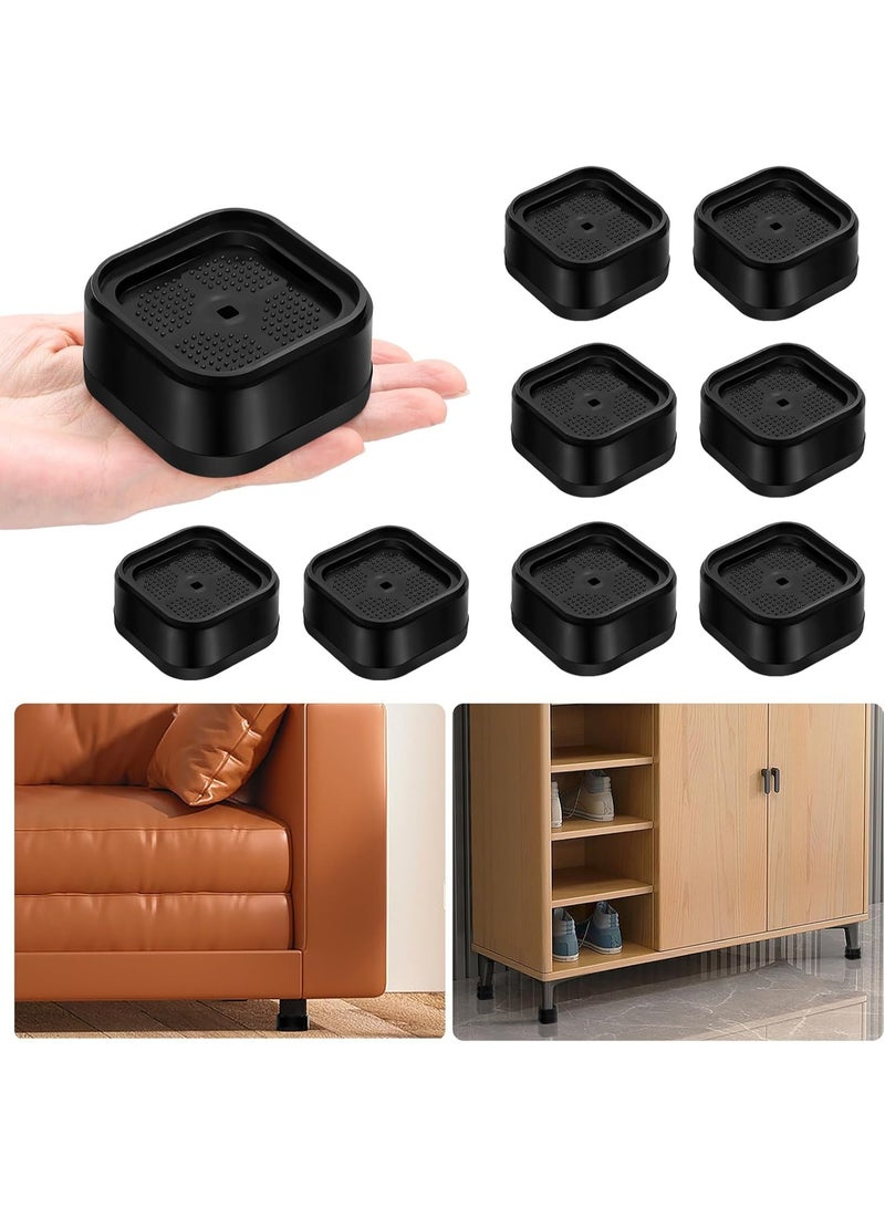 SUNSAR 8 Pack Furniture Risers Adjustable Bed Risers Heavy Duty Lifts Height 1 or 2 Inch, Square Stackable Bed Risers 1, 2 or 3 Inch for Desk Leg Table Couch Sofa Chair Bed Frame Legs Dorm, Black - Image 1