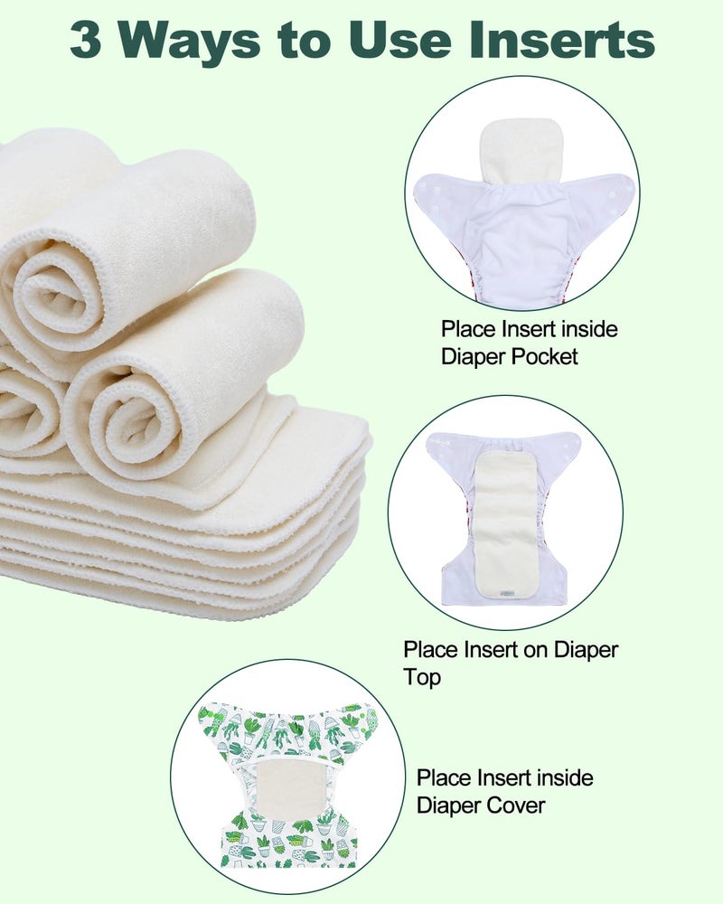 Babygoal Cloth Diaper Inserts 12pcs,4 Layers Rayon from Bamboo Inserts for Cloth Diapers and Cloth Diapers Covers,12MB - Image 4