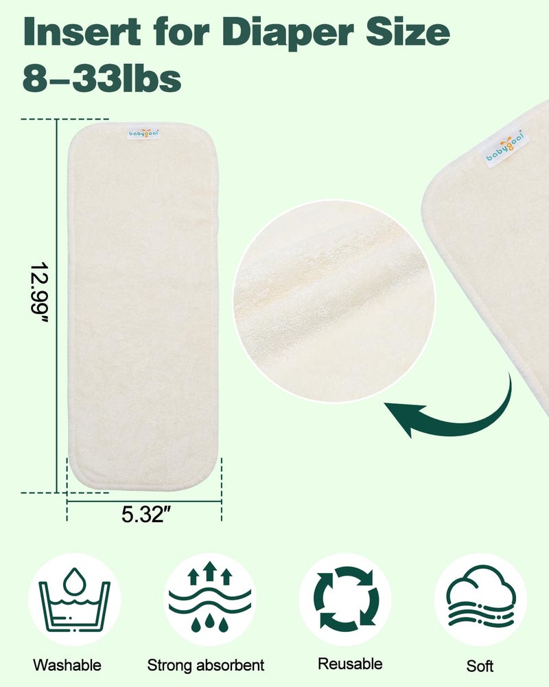 Babygoal Cloth Diaper Inserts 12pcs,4 Layers Rayon from Bamboo Inserts for Cloth Diapers and Cloth Diapers Covers,12MB - Image 3