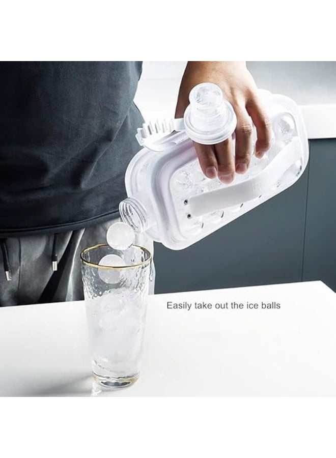 صواني مكعبات الثلج 2 في 1 محمولة مع 17 كرة شبكية وغطاء الجسم، قوالب مكعبات ثلج للمشروبات والقهوة والعصير سريعة التجميد مانعة للتسرب للمطبخ (بيج) - Image 4