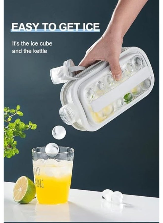 صواني مكعبات الثلج 2 في 1 محمولة مع 17 كرة شبكية وغطاء الجسم، قوالب مكعبات ثلج للمشروبات والقهوة والعصير سريعة التجميد مانعة للتسرب للمطبخ (بيج) - Image 2