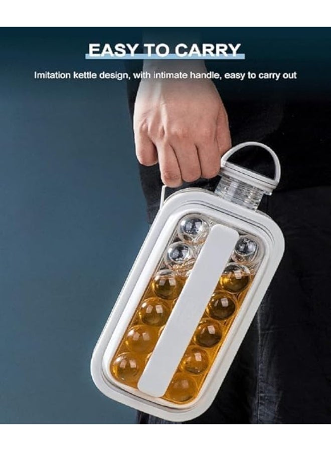 صواني مكعبات الثلج 2 في 1 محمولة مع 17 كرة شبكية وغطاء الجسم، قوالب مكعبات ثلج للمشروبات والقهوة والعصير سريعة التجميد مانعة للتسرب للمطبخ (بيج) - Image 1