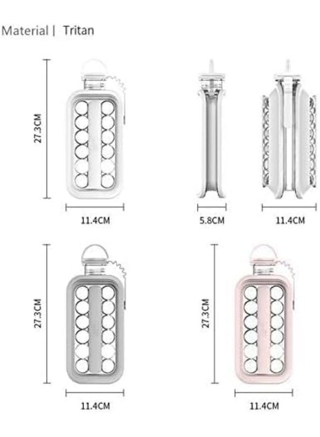 صواني مكعبات الثلج 2 في 1 محمولة مع 17 كرة شبكية وغطاء الجسم، قوالب مكعبات ثلج للمشروبات والقهوة والعصير سريعة التجميد مانعة للتسرب للمطبخ (بيج) - Image 5