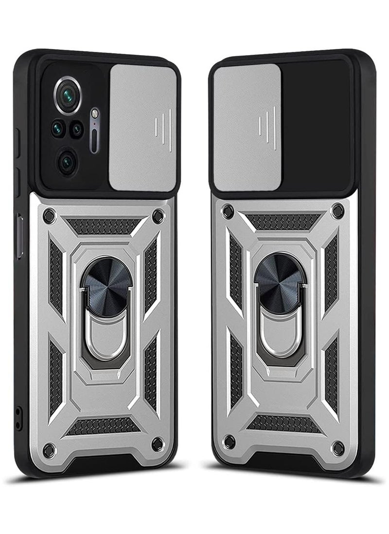 Generic Shield Full Protection Case With Metal Ring &Slide Camera Cover For redmi note 10 pro case  - Image 1