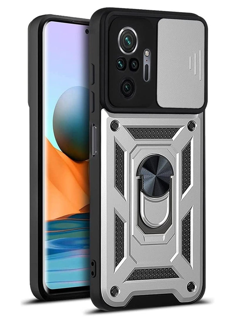 Generic Shield Full Protection Case With Metal Ring &Slide Camera Cover For redmi note 10 pro case  - Image 2