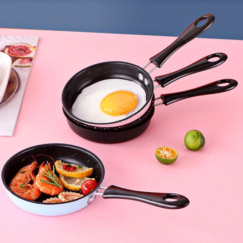 Stainless Steel Mini Pan for Preventing Sticks, Induction Pot, Breakfast Round, Small Frying Pan for Frying Eggs with Long Handle 12 cm (Blue) - Image 4