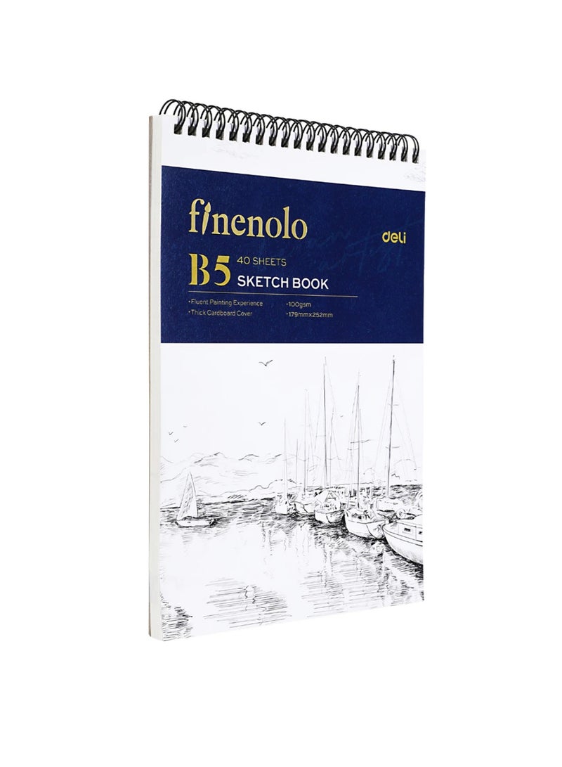 Deli دفتر رسم حلزوني بحجم B5 مع 40 ورقة بسماكة 100 جرام - Image 5