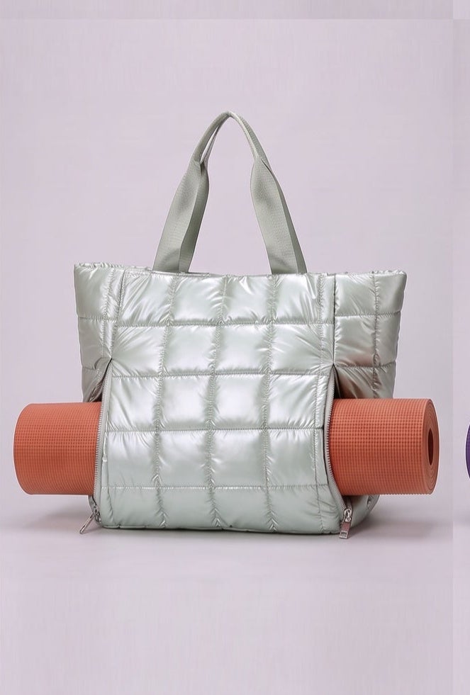 Luna Quilted Puffer Tote Bag for Padel & Yoga with Yoga Mat Compartment