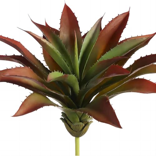 JUSTOYOU Large Artificial Succulents Aloe Plants Real Touch Fake Flowers Unpotted for Home Wedding Festival Arrangement (1, Green-Red) - Image 1