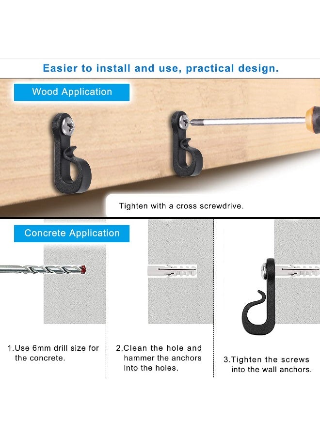 HOMESTAR 15Pcs Easy Twist-In Screw Hooks , For Outdoor String Lights, Multi-Purpose Hangers For Plants, Cords and Wind Chimes, Wall Wood Ceiling Deck Mount, Black , 3.5*2.9 cm - Image 5
