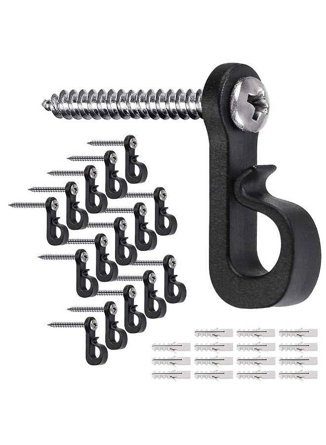 HOMESTAR 15Pcs Easy Twist-In Screw Hooks , For Outdoor String Lights, Multi-Purpose Hangers For Plants, Cords and Wind Chimes, Wall Wood Ceiling Deck Mount, Black , 3.5*2.9 cm - Image 1