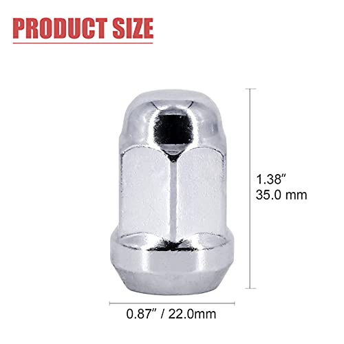 MOJTBE 20Pcs 1/2"-20 Chrome Lug Nuts 1/2x20 Wheel Lug Nut Compatible with Jeep Wrangler Grand Cherokee Commander Liberty Ford Explorer Mustang Bronco Most 5 Lug 4 Lug Wheels - Image 2