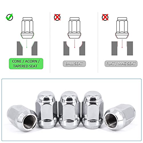 MOJTBE 20Pcs 1/2"-20 Chrome Lug Nuts 1/2x20 Wheel Lug Nut Compatible with Jeep Wrangler Grand Cherokee Commander Liberty Ford Explorer Mustang Bronco Most 5 Lug 4 Lug Wheels - Image 5