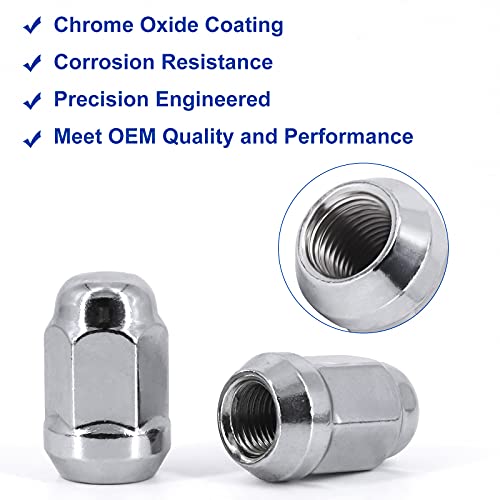 MOJTBE 20Pcs 1/2"-20 Chrome Lug Nuts 1/2x20 Wheel Lug Nut Compatible with Jeep Wrangler Grand Cherokee Commander Liberty Ford Explorer Mustang Bronco Most 5 Lug 4 Lug Wheels - Image 3