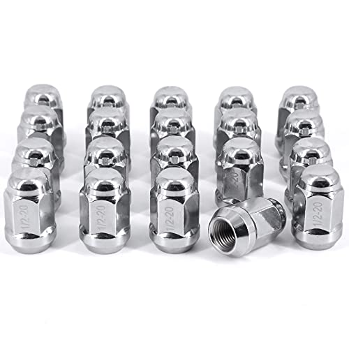 MOJTBE 20Pcs 1/2"-20 Chrome Lug Nuts 1/2x20 Wheel Lug Nut Compatible with Jeep Wrangler Grand Cherokee Commander Liberty Ford Explorer Mustang Bronco Most 5 Lug 4 Lug Wheels - Image 1