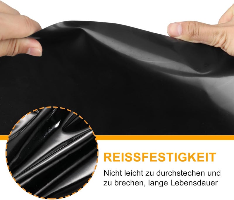 SDLDEER Pond Liner 0.2 mm, Pond Liner 2 m x 2 m, Black HDPE Pond Liners, Heavy Duty, for Flowers, Gardeners, Greenhouses, Ponds Water Selection, UV Stable - Image 3