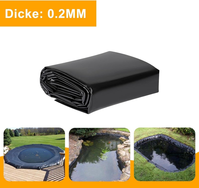 SDLDEER Pond Liner 0.2 mm, Pond Liner 2 m x 2 m, Black HDPE Pond Liners, Heavy Duty, for Flowers, Gardeners, Greenhouses, Ponds Water Selection, UV Stable - Image 2