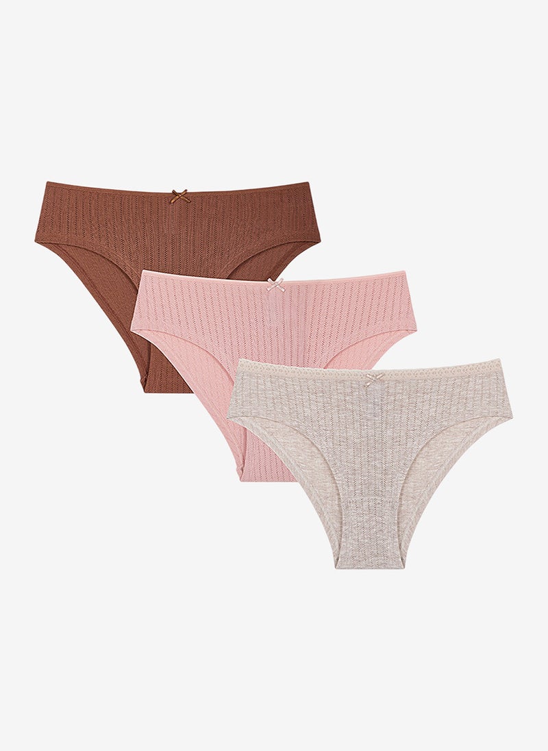 Penti Women Angel Wing Pointel Hipster Multicolour 3-Pack Briefs - Image 1