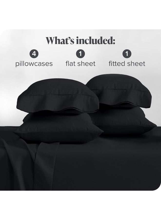 Bare Home Hotel Luxury Queen Sheet Set Extra Soft 6 Piece Set Deep Pockets Easy Fit Cooling Breathable Wrinkle Fade Stain Resistant Includes 4 Pillowcases Queen Black - Image 5