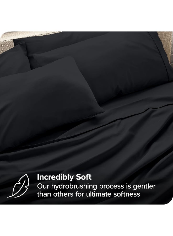 Bare Home Hotel Luxury Queen Sheet Set Extra Soft 6 Piece Set Deep Pockets Easy Fit Cooling Breathable Wrinkle Fade Stain Resistant Includes 4 Pillowcases Queen Black - Image 4