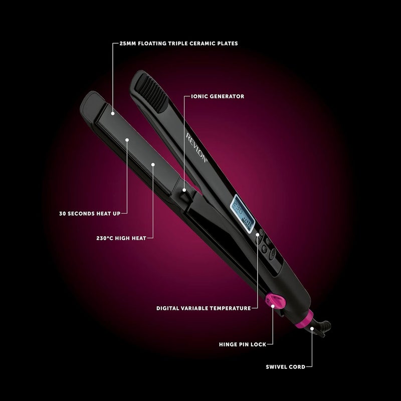 Revlon RVST2165 Flawless Glossy Finish Ionic Technology Digital Hair Straightener - Black - Image 2