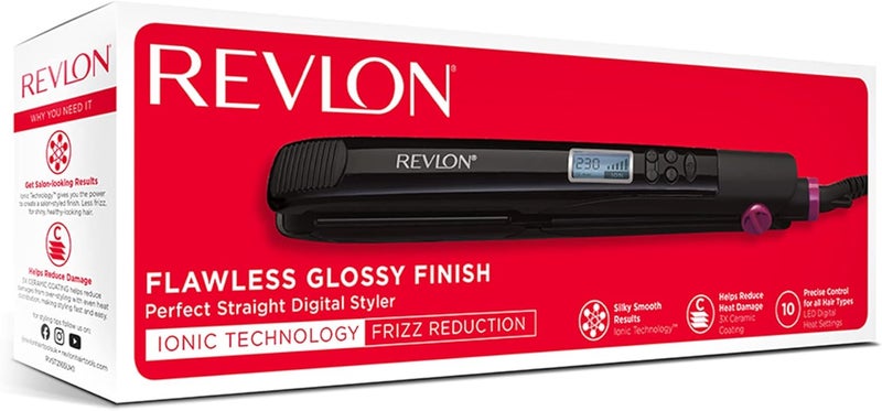 Revlon RVST2165 Flawless Glossy Finish Ionic Technology Digital Hair Straightener - Black - Image 5