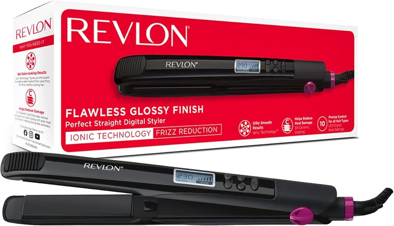 Revlon RVST2165 Flawless Glossy Finish Ionic Technology Digital Hair Straightener - Black - Image 1