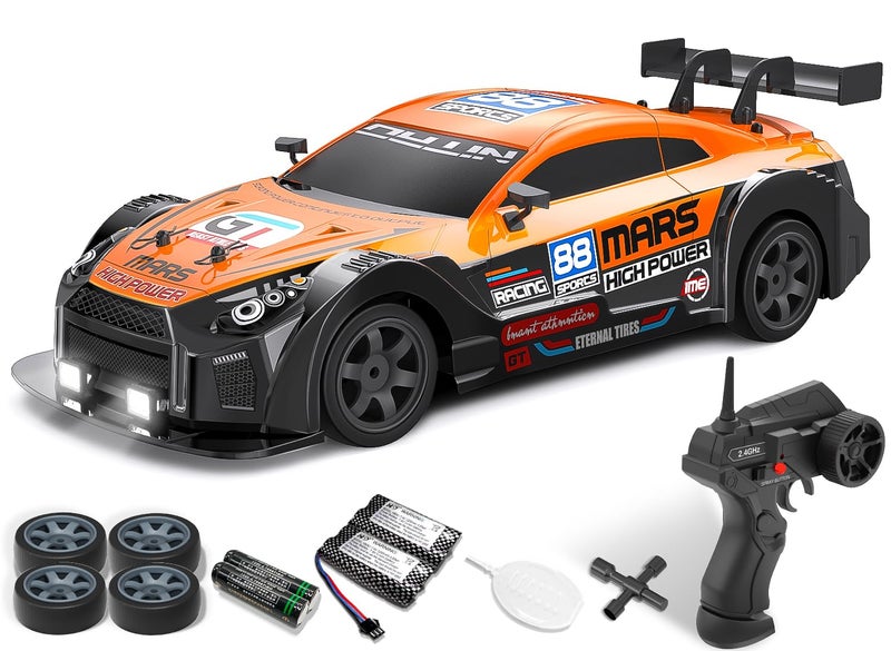 RACENT 116 RC Drift Car 24Ghz 4WD 18KMH Remote Control Car with Spray Mist Racing and Drifting Wheels LED Light 2 Batteries Sport Model Toys Vehicle for Kids Boys Adults - Image 2