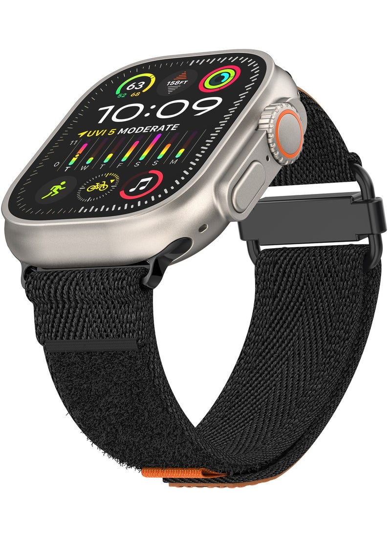 سام سوار ساعة أبل لـ ULTRA/2 42MM/44MM/45MM/49MM. سوار ساعة رياضي قابل للتعديل، من النايلون بملحق فيلكرو - Image 2