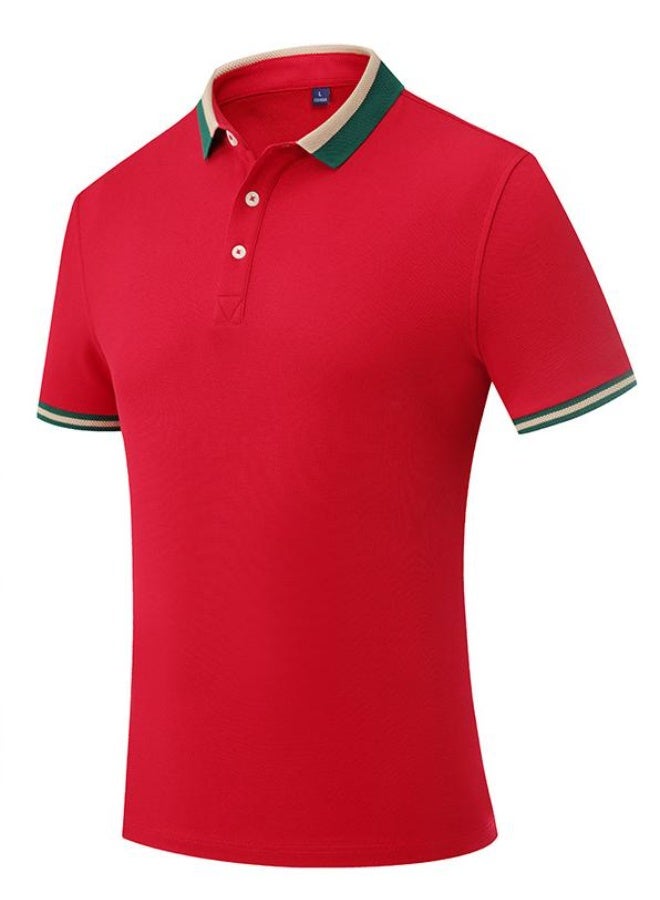 Cotton Polo Shirt Short Sleeve Turn-down Collar Half Sleeve Restaurant Waiter Uniform Casual Summer Top  - Image 1