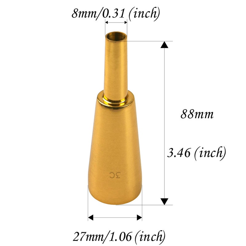 Yootones 1Pcs Yootones 9.8mm Outer Diameter 3C Heavy-Duty Trumpet Mouthpiece Compatible with Trumpet Accessories (Gold) - Image 4