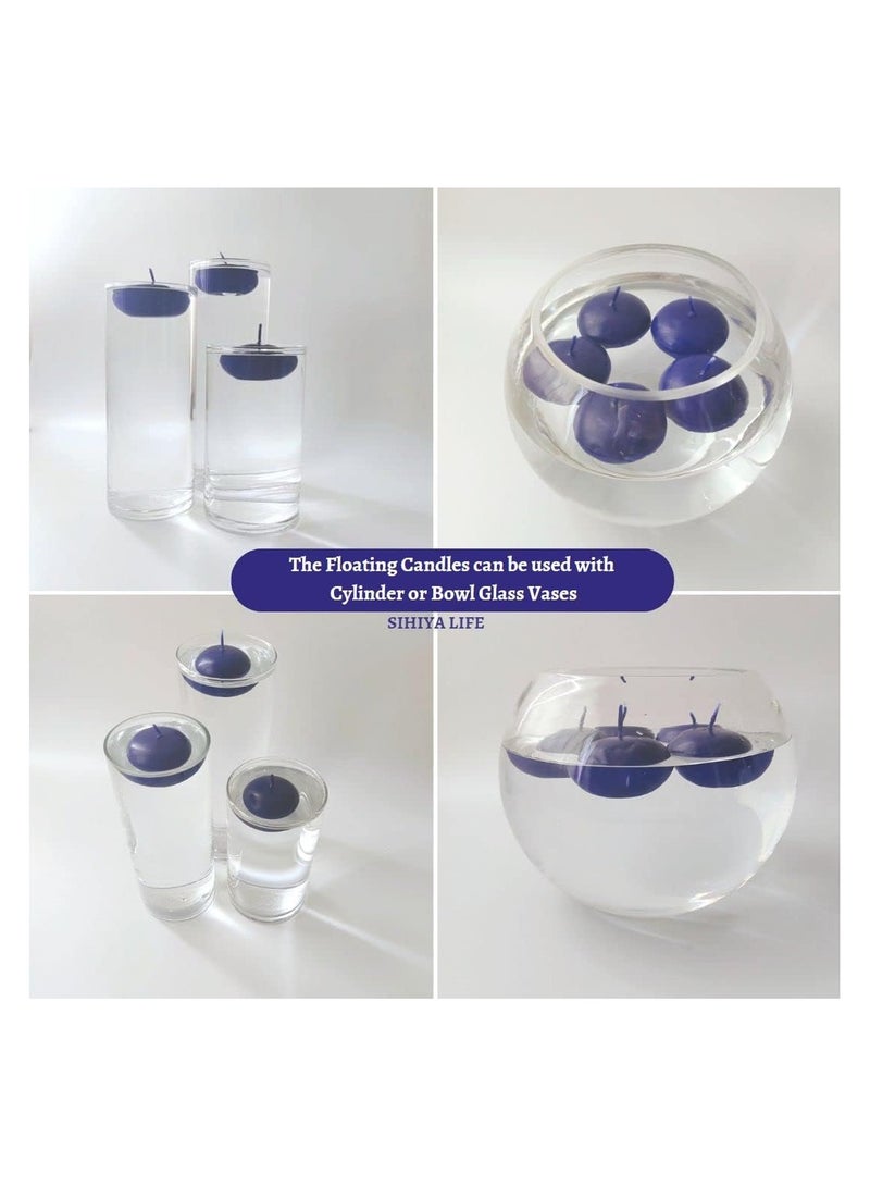 SIHIYA LIFE Set of 20 Dark Blue Floating Candles | 5x3cm | Unscented & Dripless Dinner Candles for Decor, Events | Natural Wax with Cotton Wicks | 5-6 Hours Burn Time (Dark Blue)  - Image 3