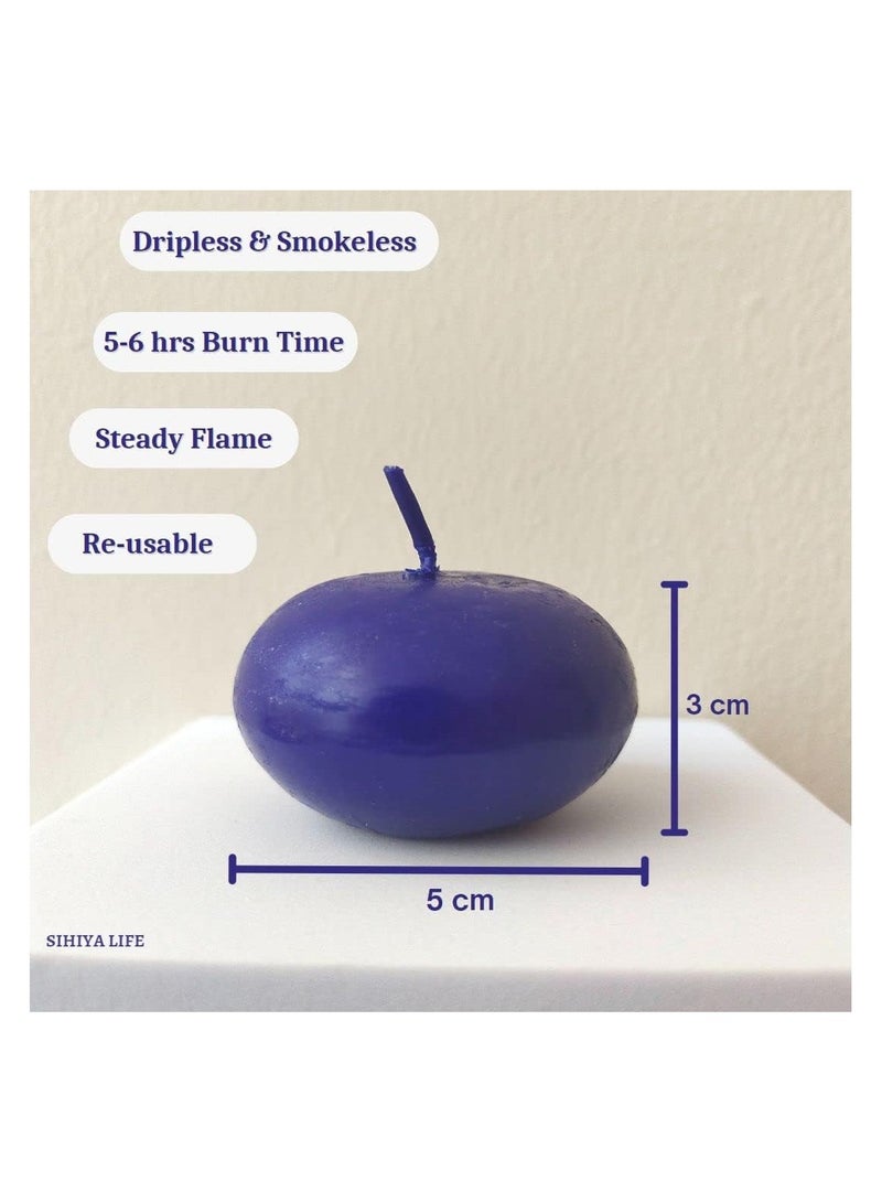 SIHIYA LIFE Set of 20 Dark Blue Floating Candles | 5x3cm | Unscented & Dripless Dinner Candles for Decor, Events | Natural Wax with Cotton Wicks | 5-6 Hours Burn Time (Dark Blue)  - Image 4