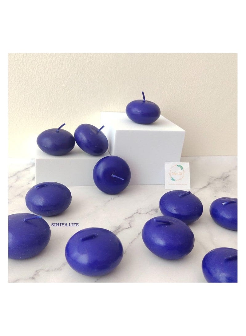 SIHIYA LIFE Set of 20 Dark Blue Floating Candles | 5x3cm | Unscented & Dripless Dinner Candles for Decor, Events | Natural Wax with Cotton Wicks | 5-6 Hours Burn Time (Dark Blue)  - Image 2