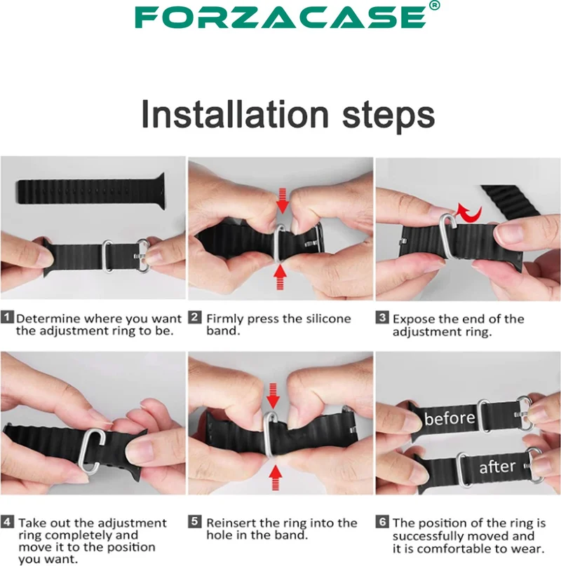 Forzacase Corrugated Ocean Silicone Band Strap for Apple Watch 9 41MM - FC006