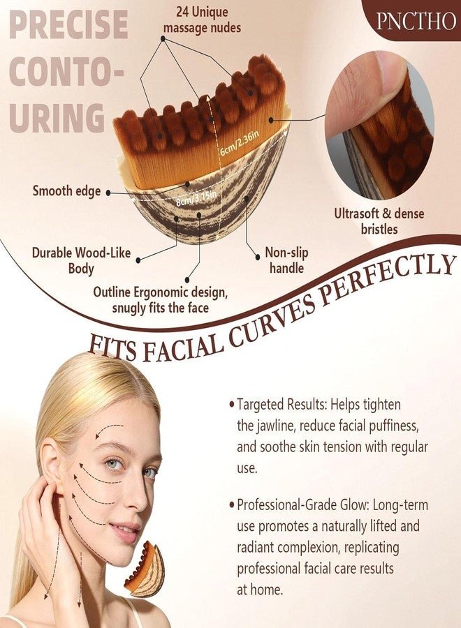 ZTOCOZ Lymphatic Contour Foundation Brush for Facial Sculpting & Lymphatic Massage - Soft Dense Bristles Makeup & Skincare Application Brush for Smooth Foundation Blending, Jawline & Face Contouring - Image 3
