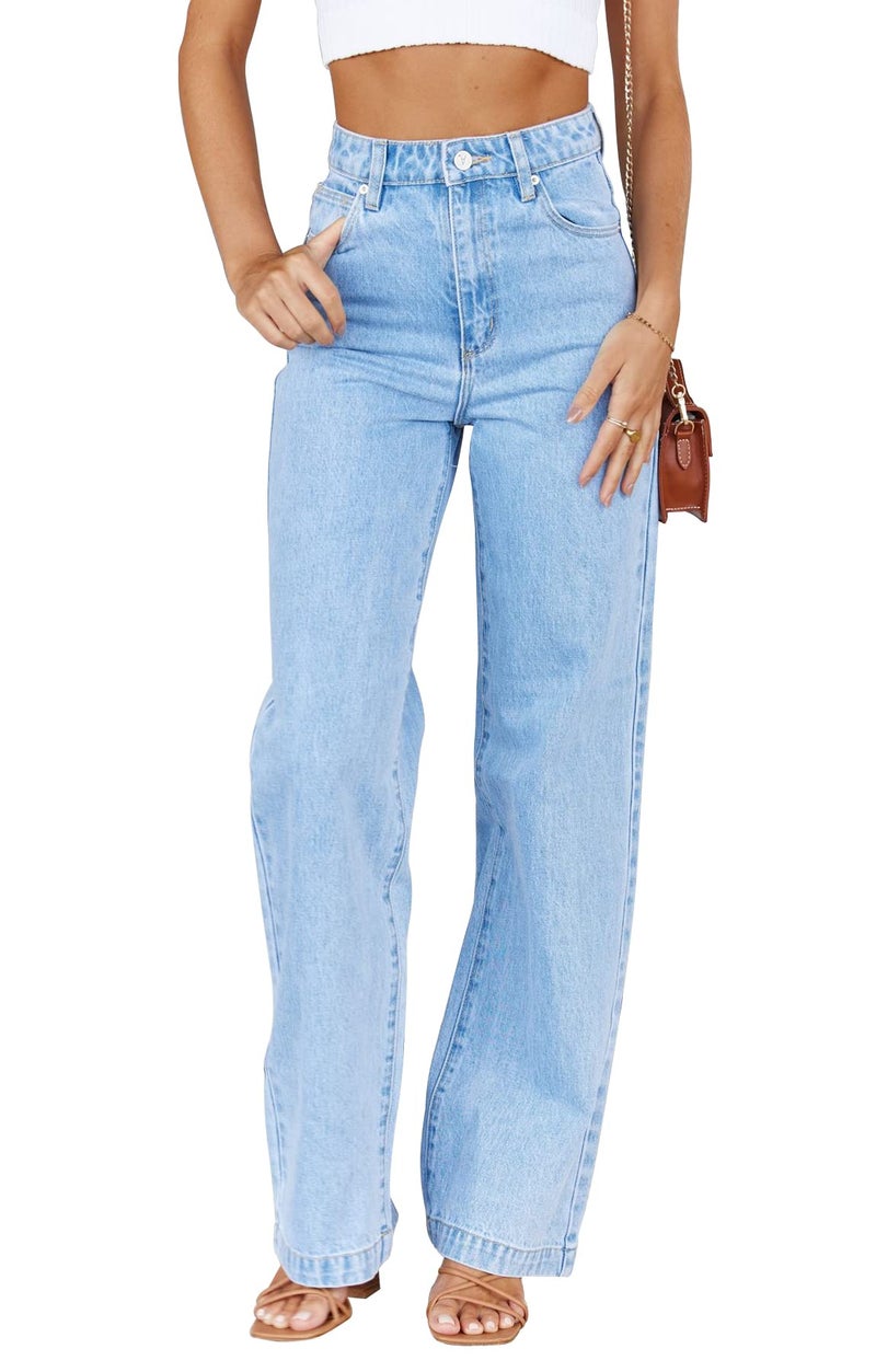 PLNOTME Women's High Waisted Jeans Boyfriend Baggy Straight Leg Casual Denim Pants - Image 1
