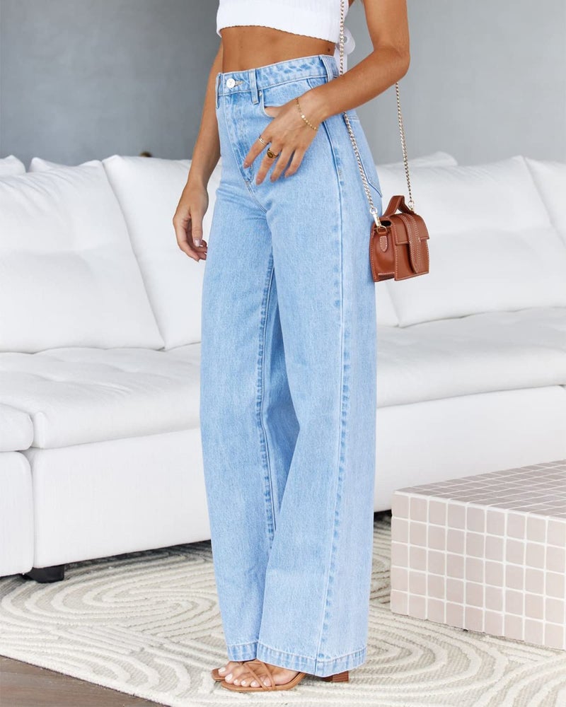 PLNOTME Women's High Waisted Jeans Boyfriend Baggy Straight Leg Casual Denim Pants - Image 4