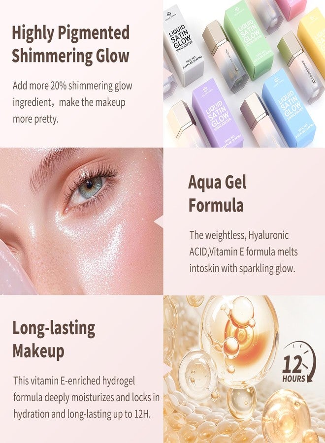 Color Nymph Gel Liquid Highlighters Chameleon Liquid Makeup Highlighter With Sponge Tip For Face Eye Body Cream Glint Highlighter - 02# Fluorescent Light Purple - Image 5