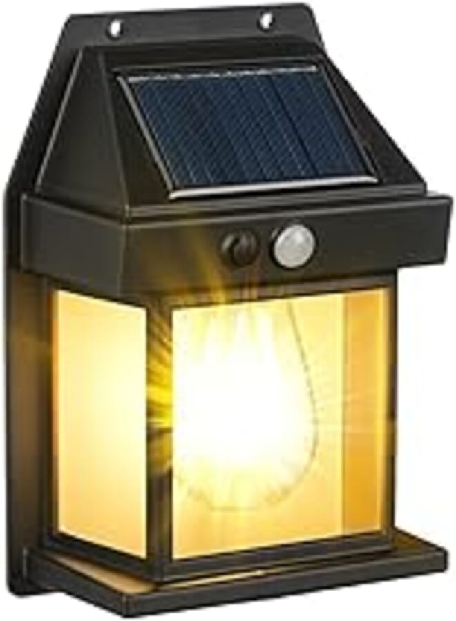 flintronic Outdoor Solar Tungsten Wall Light, LED Wall Lantern with Motion Sensor, Waterproof IP65 LED Retro Wall Lantern for Outdoor Garden Lighting