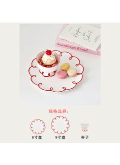 Chic Hollowed-Out Ceramic Plate Vintage French-Inspired Dessert Red
