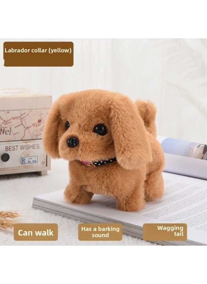 Simulation Plush Toy Dog Children's Toy Can Walk Can Call Electric Puppy Boy Electronic Pet Dog-Color:Labrador Brown-Specification:Rechargeable Battery Set Of Ten Collars And Ten Bow Ties  - Image 1
