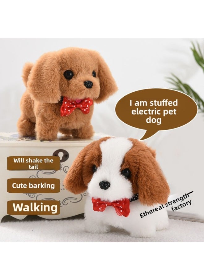 Simulation Plush Toy Dog Children's Toy Can Walk Can Call Electric Puppy Boy Electronic Pet Dog-Color:Labrador Brown-Specification:Rechargeable Battery Set Of Ten Collars And Ten Bow Ties  - Image 4